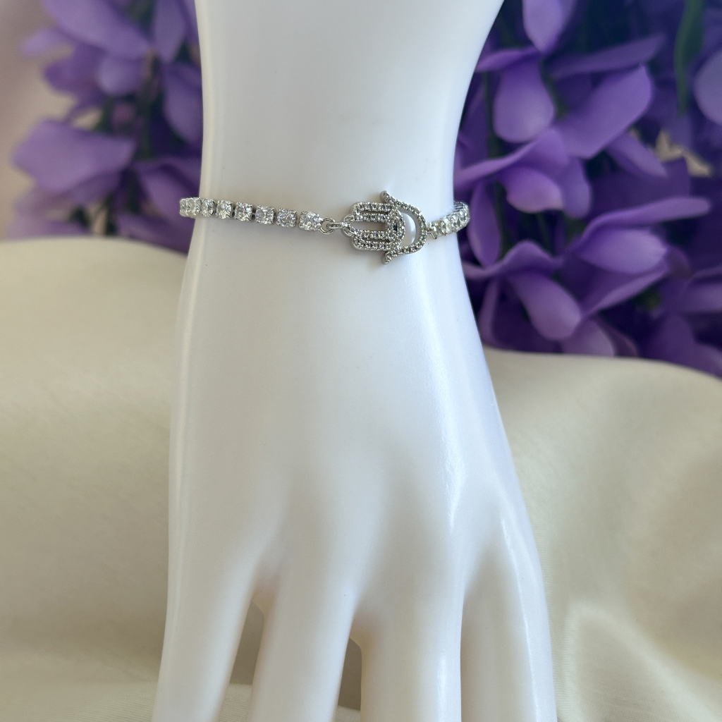 See No Evil Hamsa Rhinestone Bracelet