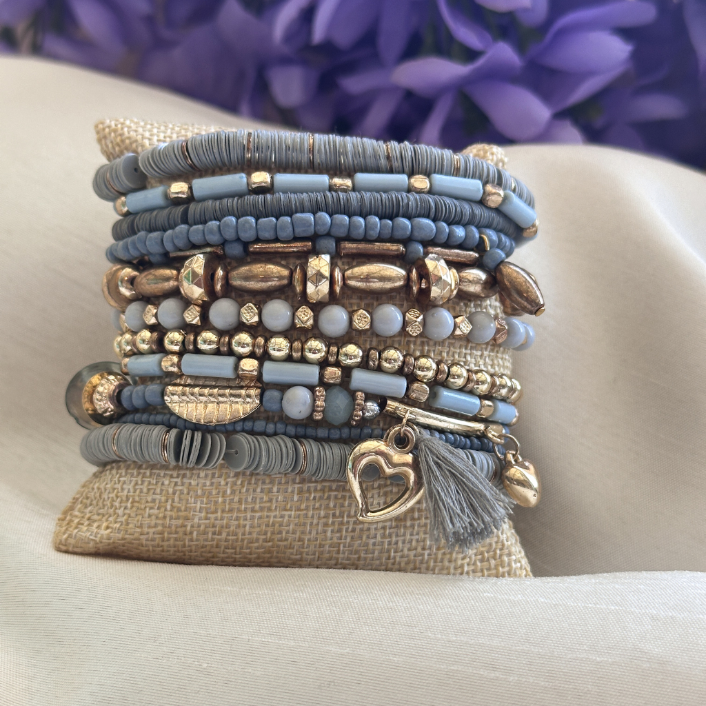 11 Stack Multilayered Stretch Beaded Bohemian Bracelet