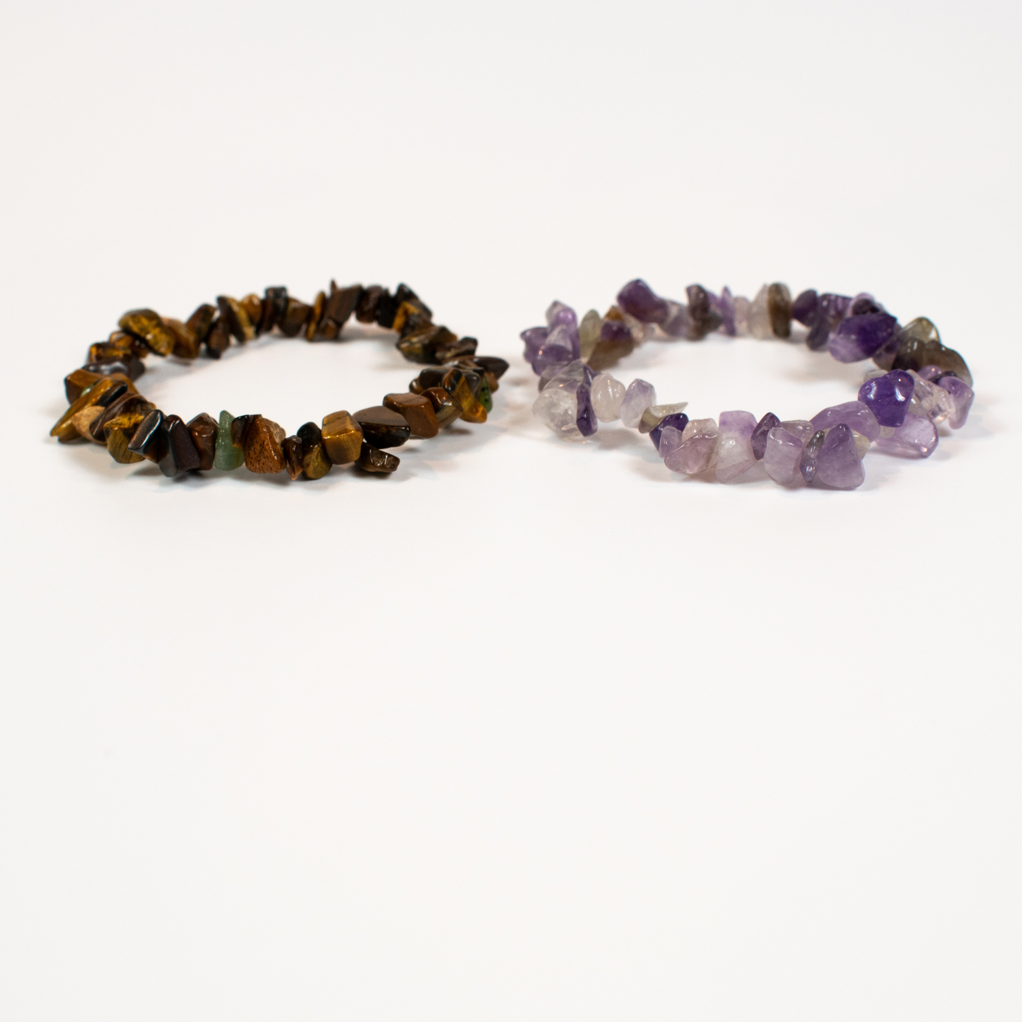 Amethyst and Tiger Eye Stretch Beaded Bracelets (Set of 2)