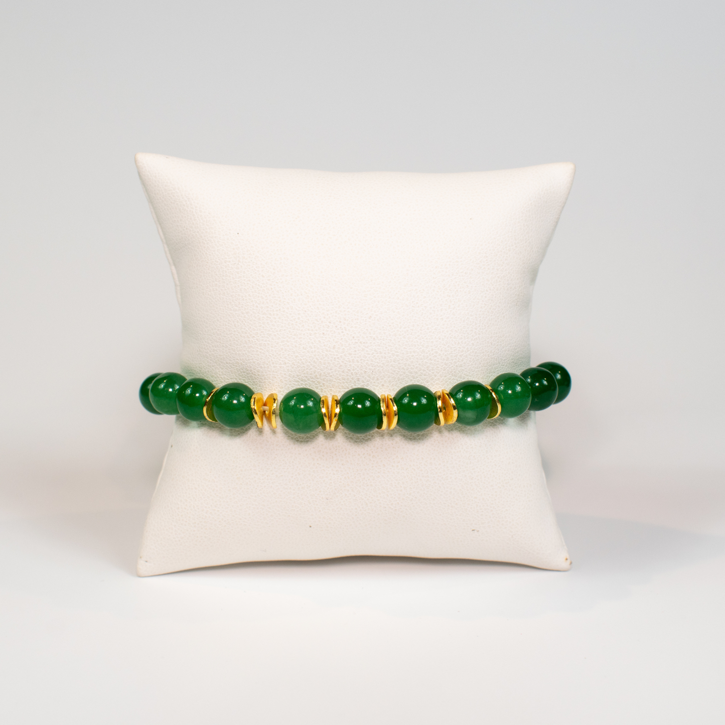 Green Jade Beaded Stretch Bracelet