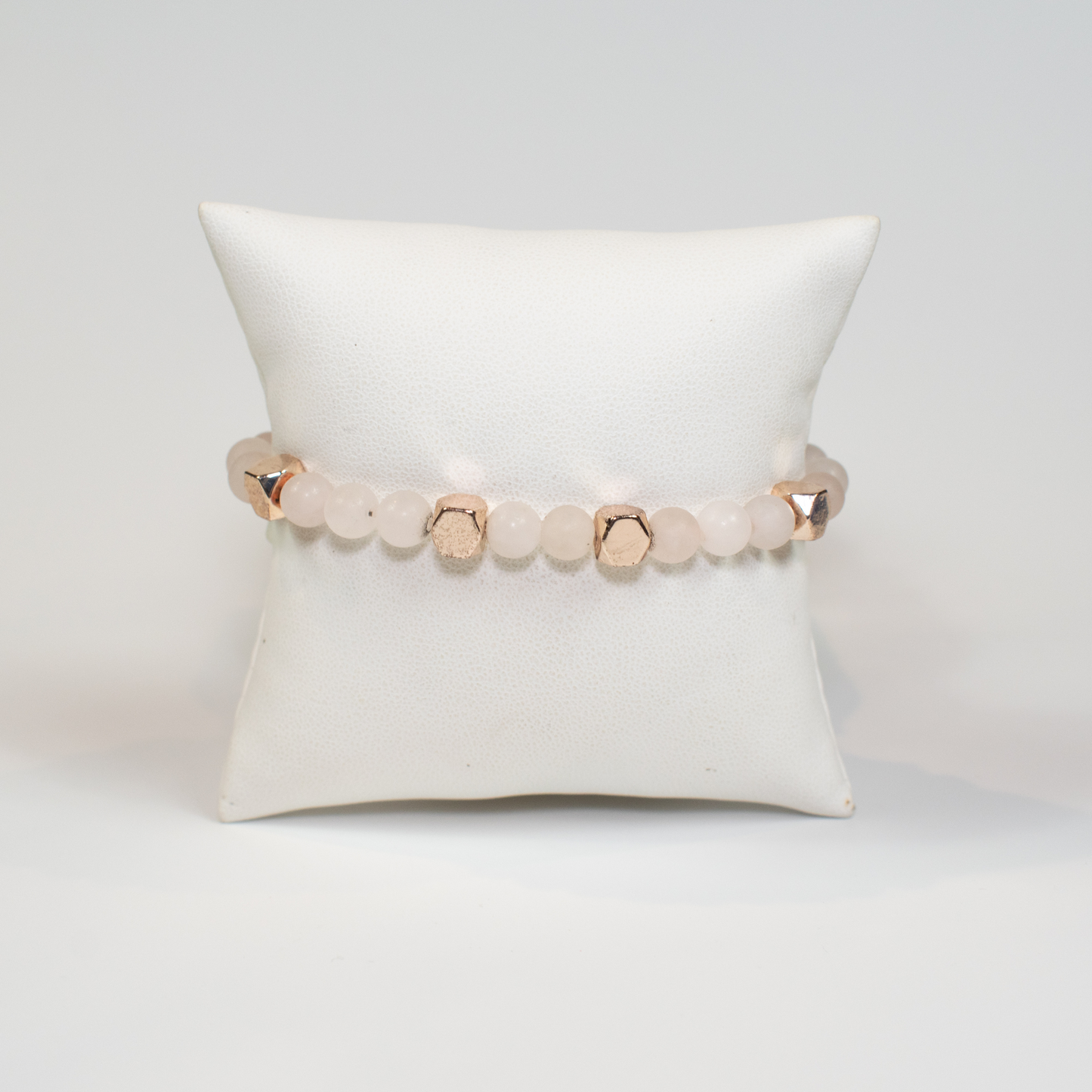 Pink Rose Quartz Stretch Beaded Bracelet