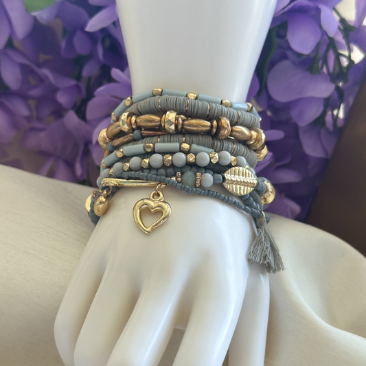 11 Stack Multilayered Stretch Beaded Bohemian Bracelet