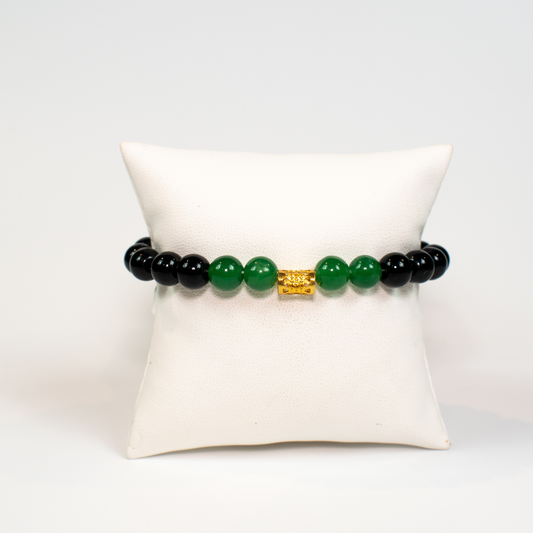 Jade and Onyx Stretch Beaded Bracelet