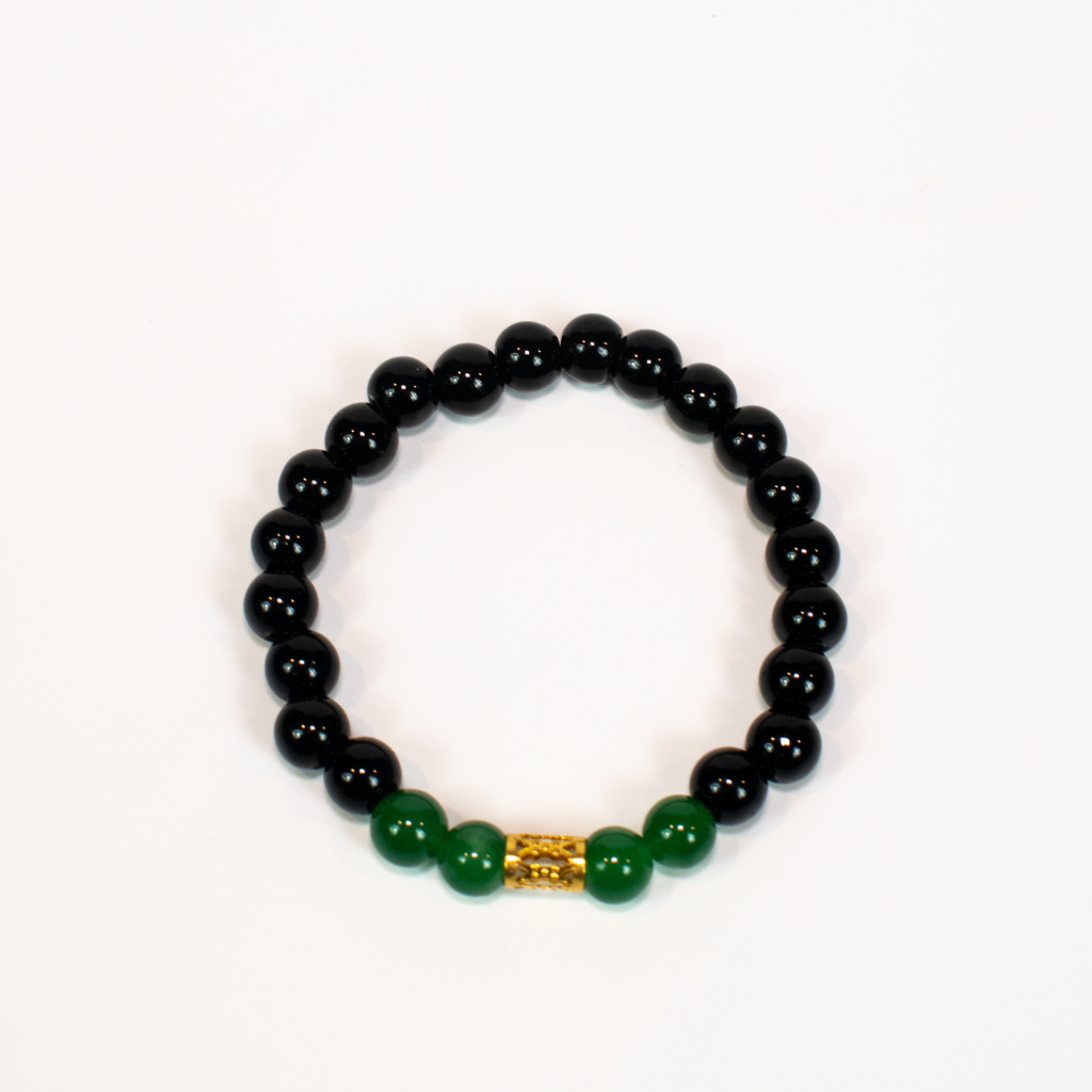 Jade and Onyx Stretch Beaded Bracelet