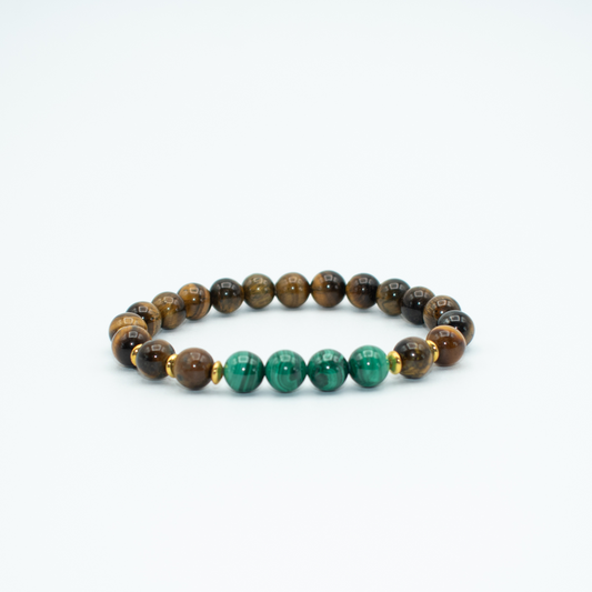 PRODUCT DETAILS  8mm&nbsp;Malachite and Tiger Eye Stones Stretch&nbsp; Buddah Charm Brown/Green 7.5 Inches 1.9 oz Set of 2 Handmade in USA We use premium durable materials and stones in our jewelry. All pieces may vary slightly in color, shape, and size. Please measure your wrist before you make your purchase for an accurate fit. Please leave a message if you need a different size.  You will receive a free: Storage box or bag and cleaning cloth with your order.