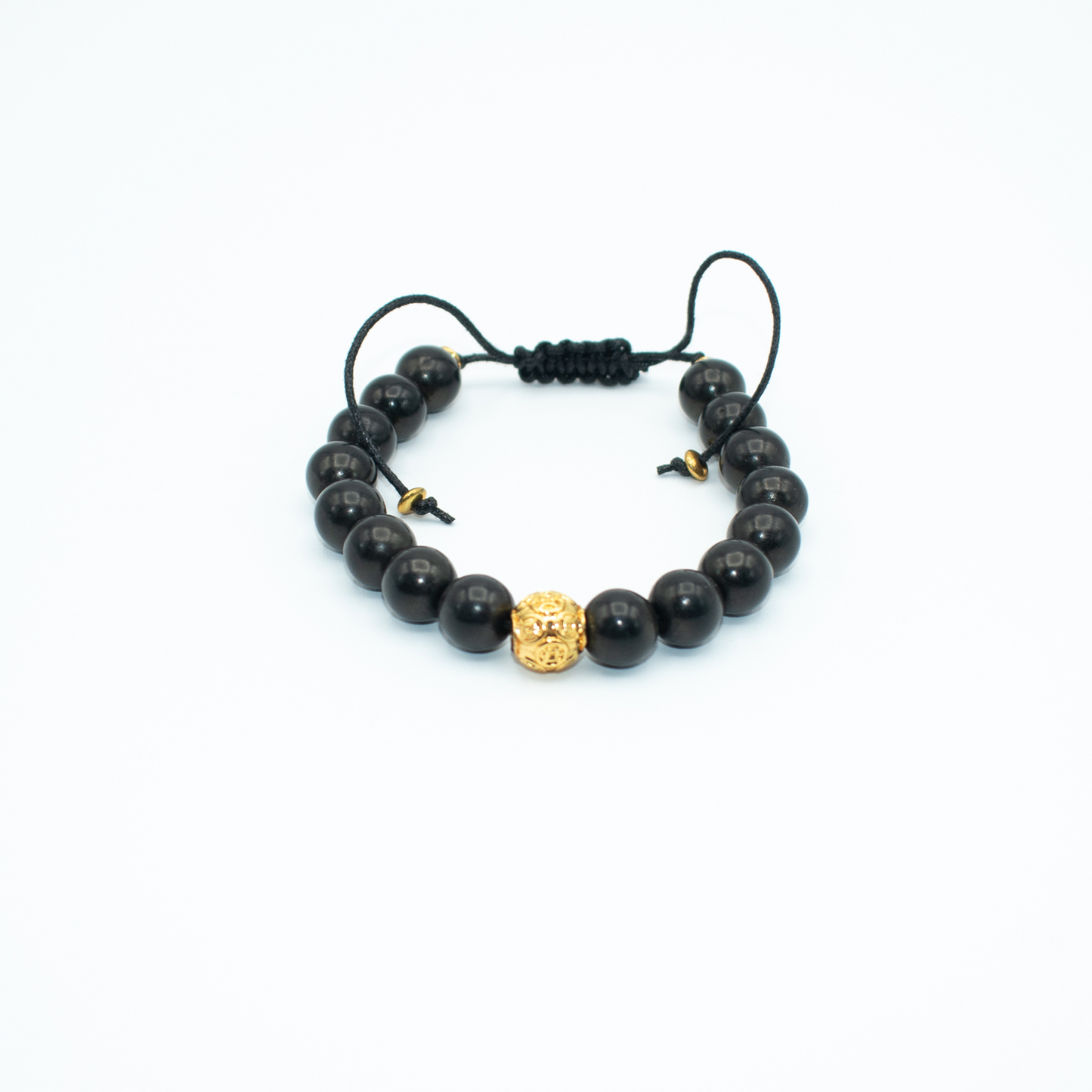 Black Howlite Mantra Charm Adjustable Bracelet