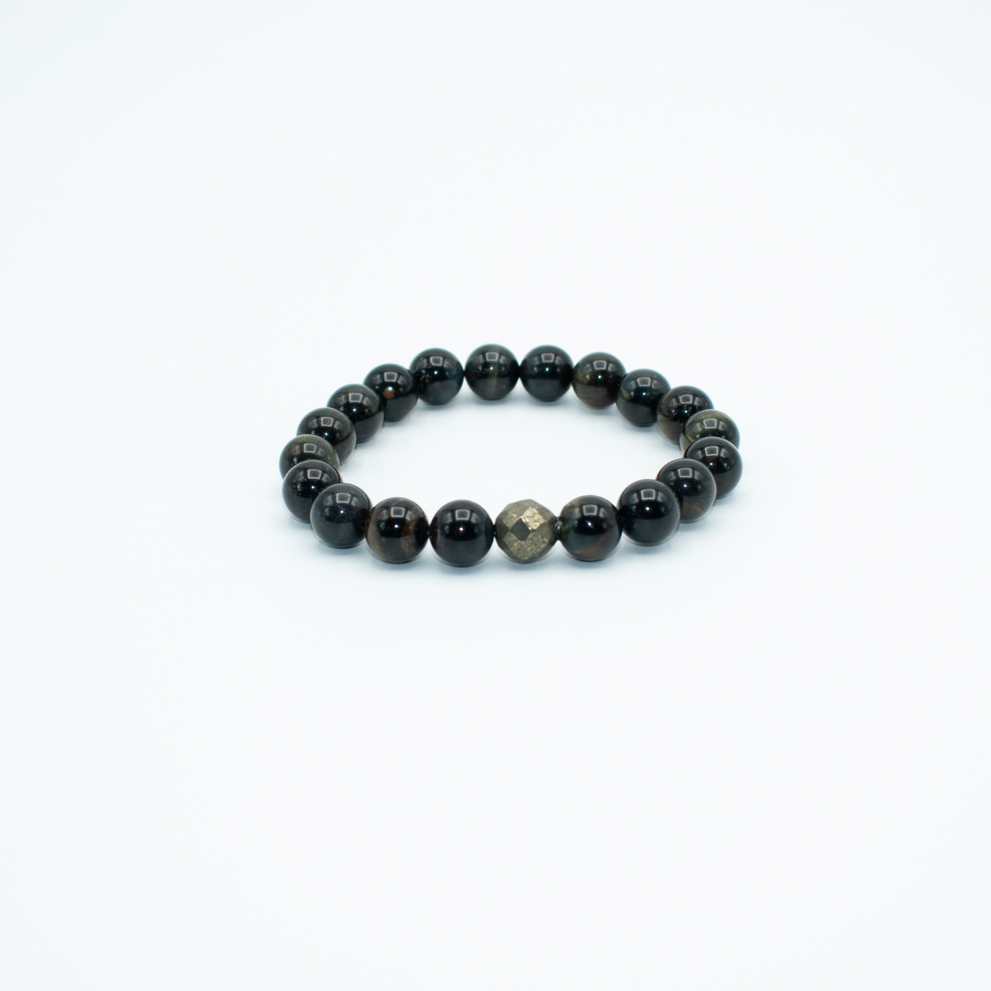 Golden Obsidian and Pyrite Beaded Stretch Bracelet