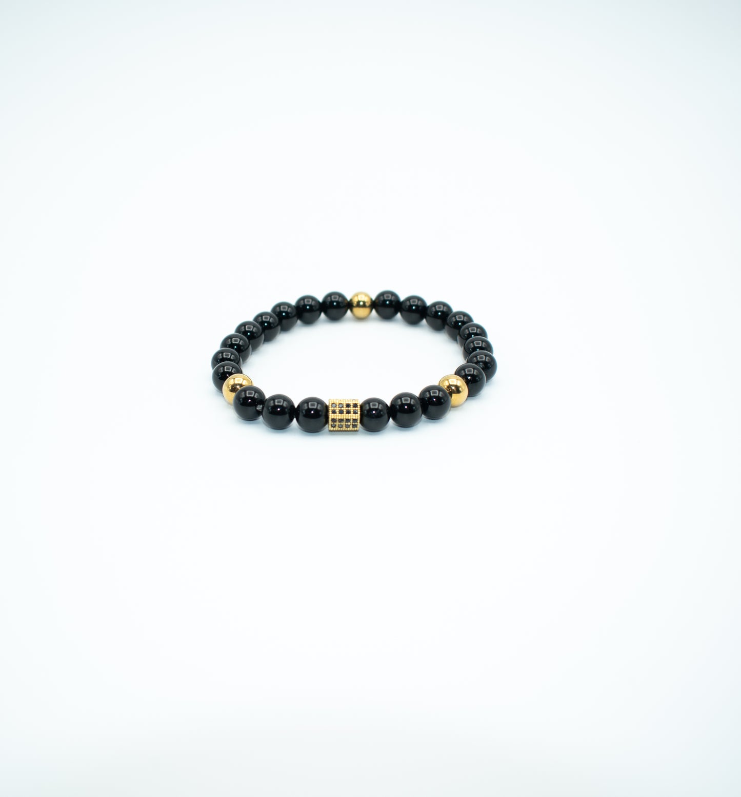 Black Onyx  Gold Hematite Stretch Bracelet